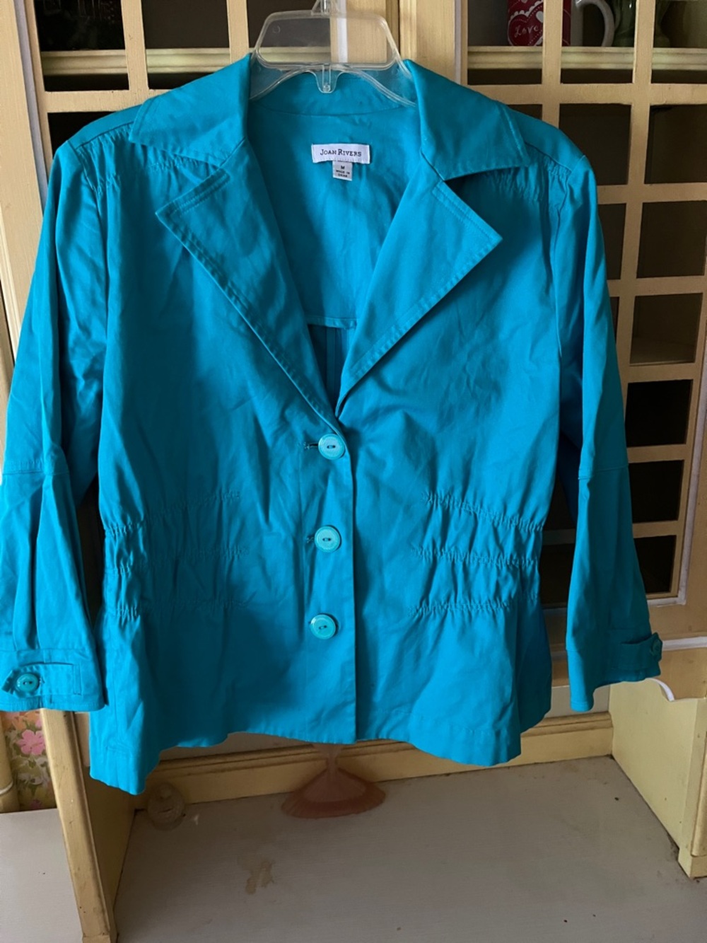 Joan Rivers Turquoise Button Front Blazer Jacket M
